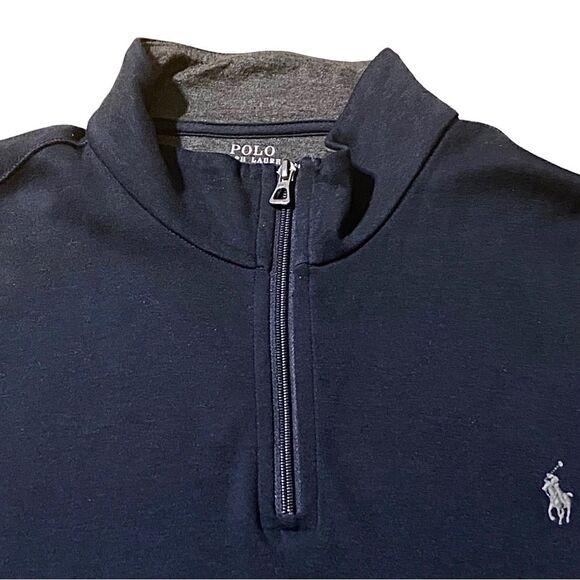 Polo Ralph Lauren Sweater Mens XL Navy 1/4 Zip Pullover Cotton/Viscose Casual - Picture 2 of 8